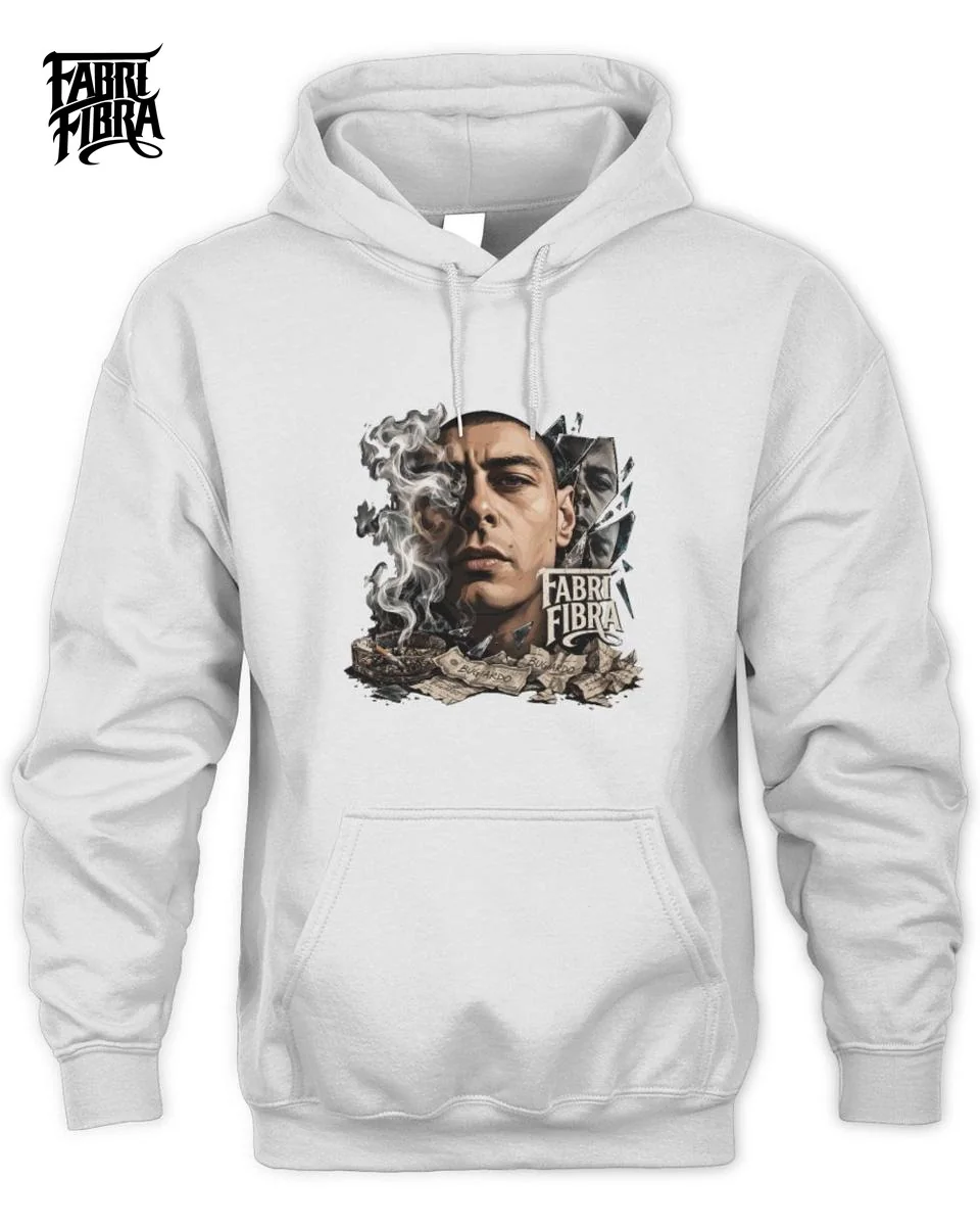 T-Shirt Bugiardo Ritratto Con Fumo Matita | Fabri Fibra 2 Fabri Fibra Bugiardo Smoke Drawing Unisex Hoodie