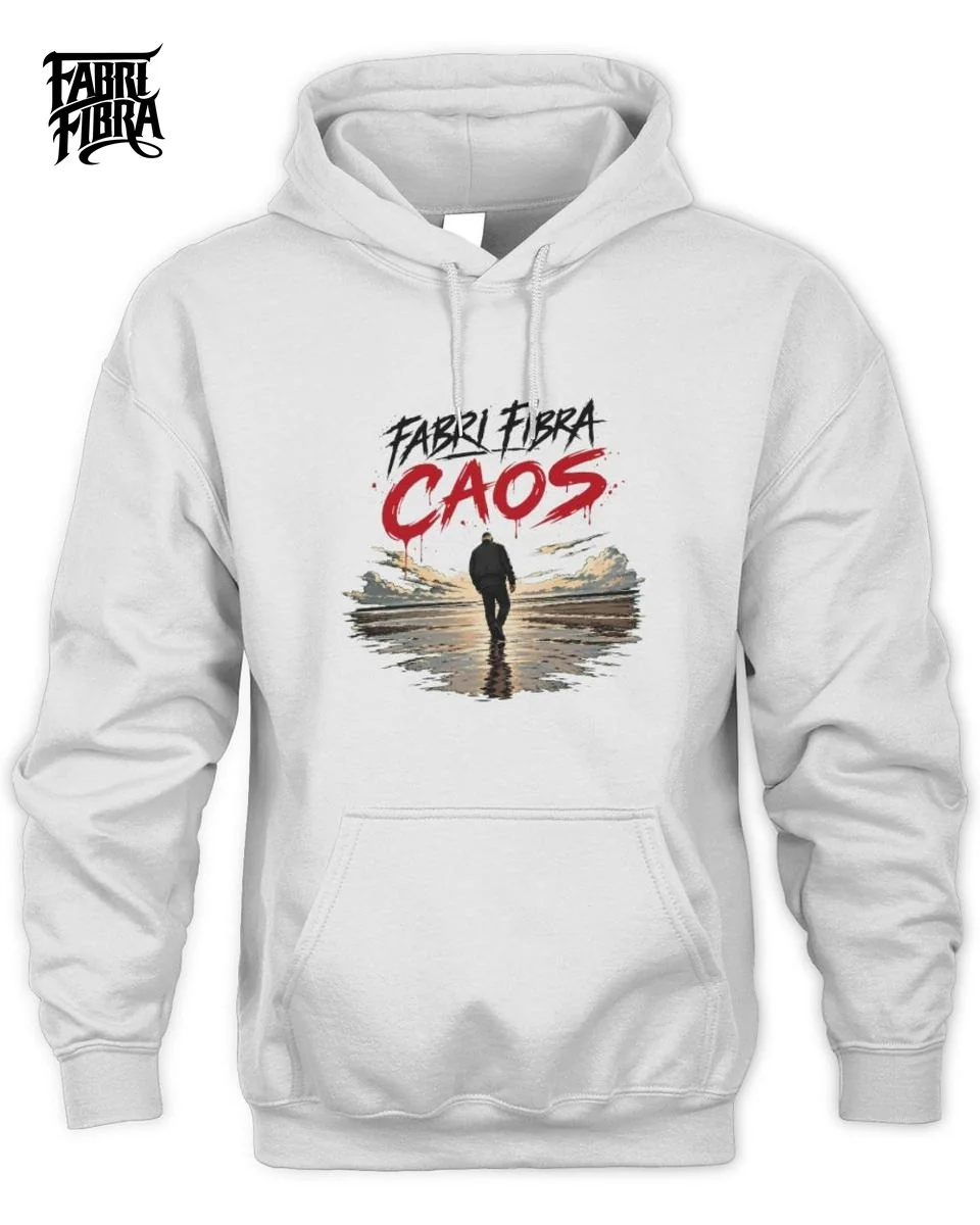T-Shirt Caos Uomo Verso Il Mare Scritta Rossa | Fibra 2 Fabri Fibra Caos Ocean Walk Graphic Unisex Hoodie