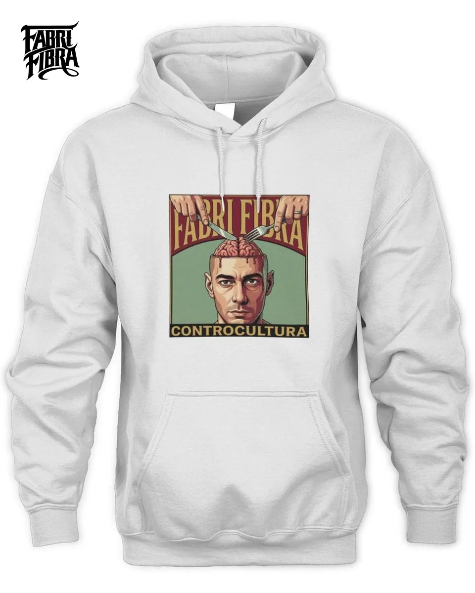 T-Shirt Fabri Fibra Cervello Aperto | Merch Ufficiale 2 Fabri Fibra Controcultura Surrealist Brain Art Unisex Hoodie